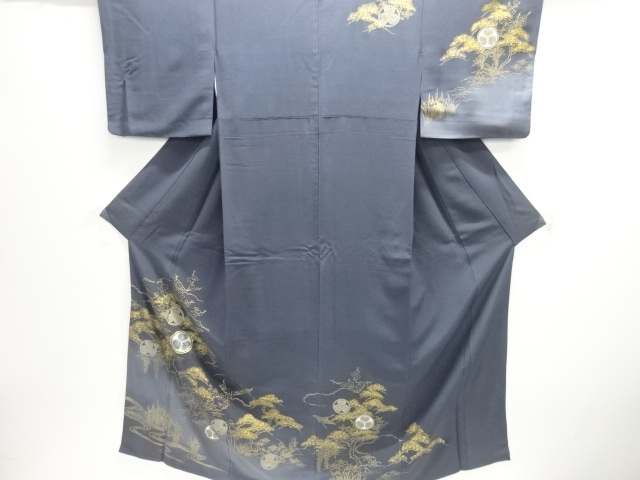 大島紬　小紋　風景模様　ヱ霞　家　菊　楓　流水 着物　055a d 大島紬 小紋 風景模様 ヱ霞 家 菊 楓 流水 着物 055a d - メルカリ